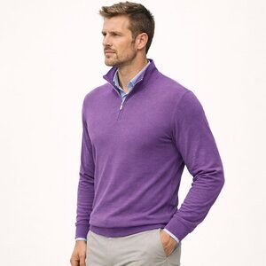 Peter Millar Crown Comfort Quarter Zip Midnight Purple Luxe Classic Sweater